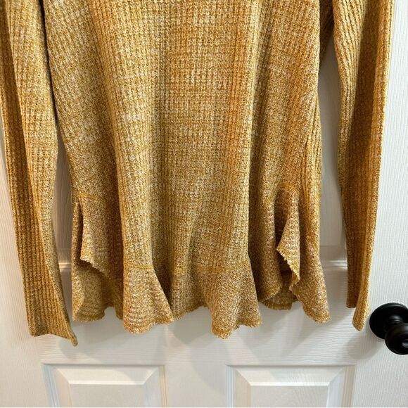 Anthropologie Saturday Sunday Wendy Waffle Knit Thermal Top Ruffle Wrap Back XS - Picture 4 of 11
